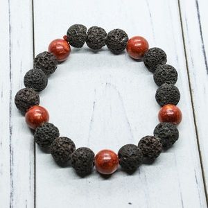 Bracelet made of Red Jasper stones and Black Lava.